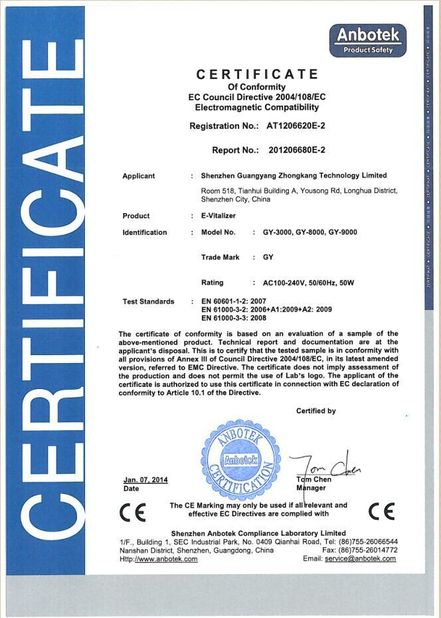 चीन Shenzhen Guangyang Zhongkang Technology Co., Ltd. प्रमाणपत्र